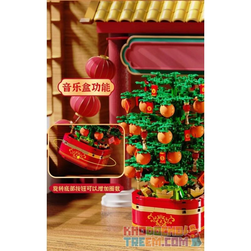 SEMBO 601145 non  CÂY QUẤT NHẠC NHẸ bộ đồ chơi xếp lắp ráp ghép mô hình Seasonal Mùa Lễ Hội 666 khối