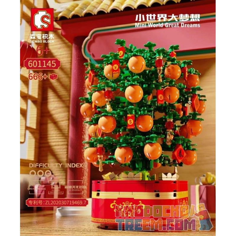 SEMBO 601145 non  CÂY QUẤT NHẠC NHẸ bộ đồ chơi xếp lắp ráp ghép mô hình Seasonal Mùa Lễ Hội 666 khối