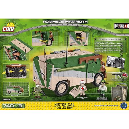 COBI 2525 non  XE CHỈ HUY VOI MA MÚT CỦA ROMMEL bộ đồ chơi xếp lắp ráp ghép mô hình Military Army ROMMEL'S MAMMOTH Quân Sự Bộ Đội 735 khối