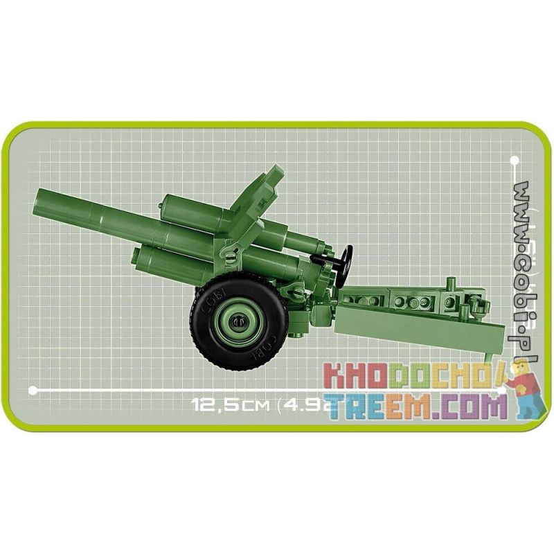 COBI 2395 MEGA BLOKS 9049 non Lego PHÁP QUAN bộ đồ chơi xếp lắp ráp ghép mô hình Military Army 122 MM HOWITZER WZ.1938 M-30 Quân Sự Bộ Đội 72 khối