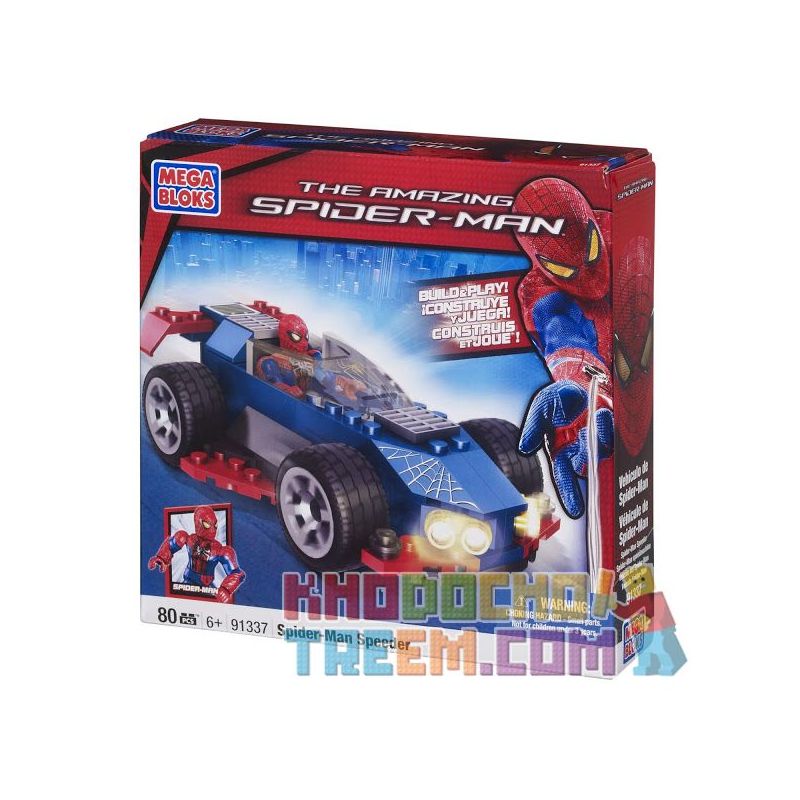 MEGA BLOKS 91337 non Lego XE THỂ THAO NGƯỜI NHỆN bộ đồ chơi xếp lắp ráp ghép mô hình Spider-Man SPIDER-MAN SPEEDER 80 khối