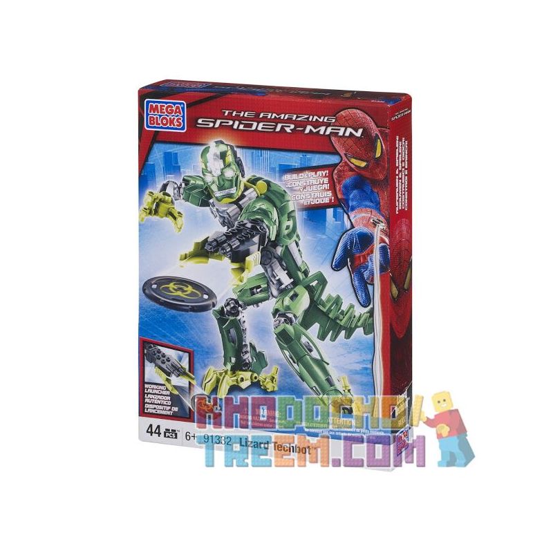 MEGA BLOKS 91332 non Lego THẰN LẰN CON NGƯỜI bộ đồ chơi xếp lắp ráp ghép mô hình Movie & Game LIZARD TECHBOT Phim Và Trò Chơi 44 khối