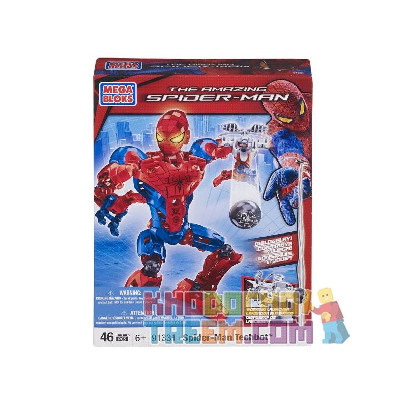 MEGA BLOKS 91331 non Lego NGƯỜI NHỆN MECHA bộ đồ chơi xếp lắp ráp ghép mô hình Spider-Man SPIDER-MAN TECHBOT 46 khối