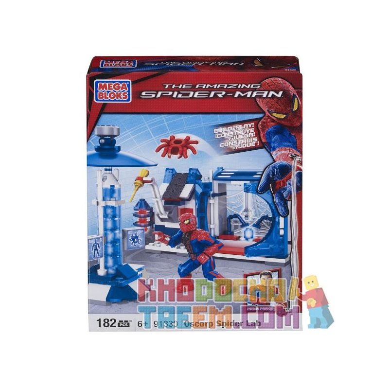 MEGA BLOKS 91330 non Lego PHÒNG THÍ NGHIỆM NGƯỜI NHỆN OSTED bộ đồ chơi xếp lắp ráp ghép mô hình Marvel Super Heroes OSCORP SPIDER LAB Siêu Anh Hùng Marvel 182 khối