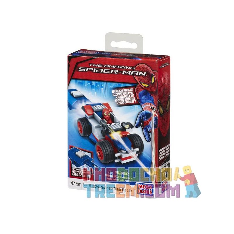 MEGA BLOKS 91324 non Lego XE THỂ THAO NGƯỜI NHỆN bộ đồ chơi xếp lắp ráp ghép mô hình Spider-Man SPIDER-MAN RACER 47 khối