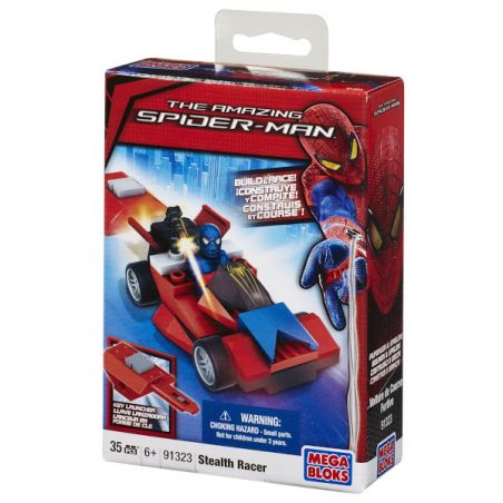 MEGA BLOKS 91323 non  NGƯỜI NHỆN BỘ ĐỒ TÀNG HÌNH XE THỂ THAO bộ đồ chơi xếp lắp ráp ghép mô hình Marvel Super Heroes STEALTH RACER Siêu Anh Hùng Marvel 35 khối