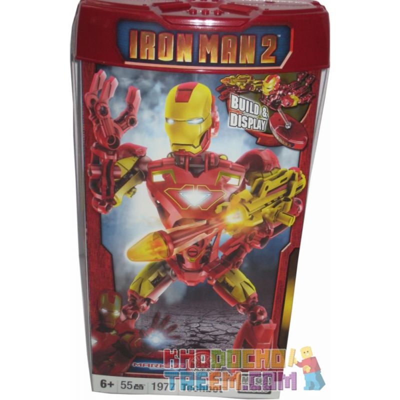 MEGA BLOKS 1977 non Lego NGƯỜI SẮT MARK IV MECHA bộ đồ chơi xếp lắp ráp ghép mô hình Marvel Super Heroes MARK VI TECHBOT Siêu Anh Hùng Marvel 55 khối