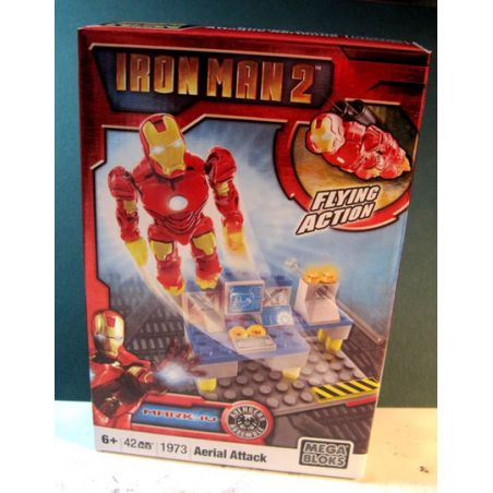 MEGA BLOKS 1973 non  CUỘC KHÔNG KÍCH CỦA NGƯỜI SẮT MARK IV bộ đồ chơi xếp lắp ráp ghép mô hình Marvel Super Heroes MARK IV AERIAL ATTACK Siêu Anh Hùng Marvel 37 khối
