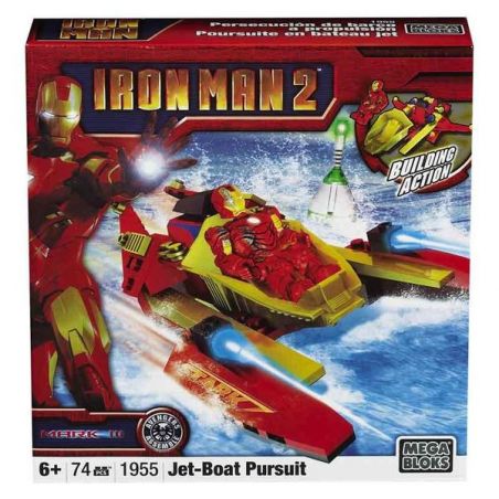 MEGA BLOKS 91235 1955 non  TÀU PHẢN LỰC RƯỢT ĐUỔI bộ đồ chơi xếp lắp ráp ghép mô hình Marvel Super Heroes JET-BOAT PURSUIT Siêu Anh Hùng Marvel 74 khối