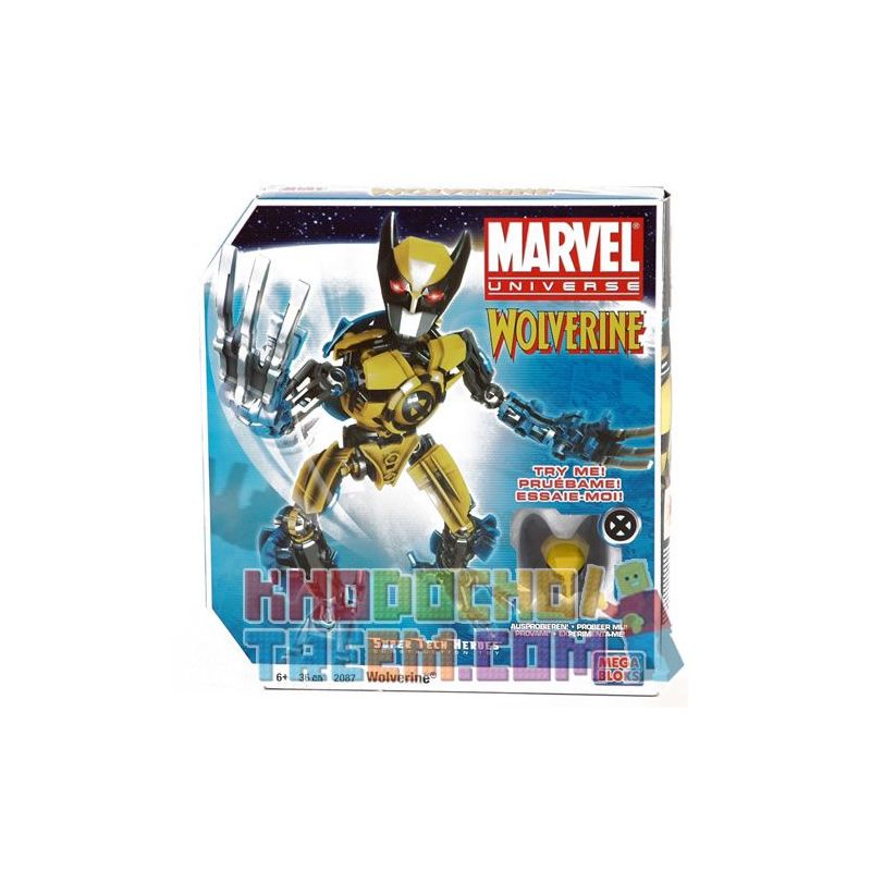 MEGA BLOKS 2087 non Lego NGƯỜI HÙNG SIÊU NHÂN WOLVERINE bộ đồ chơi xếp lắp ráp ghép mô hình Marvel Super Heroes WOLVERINE SUPER TECH HERO Siêu Anh Hùng Marvel 36 khối