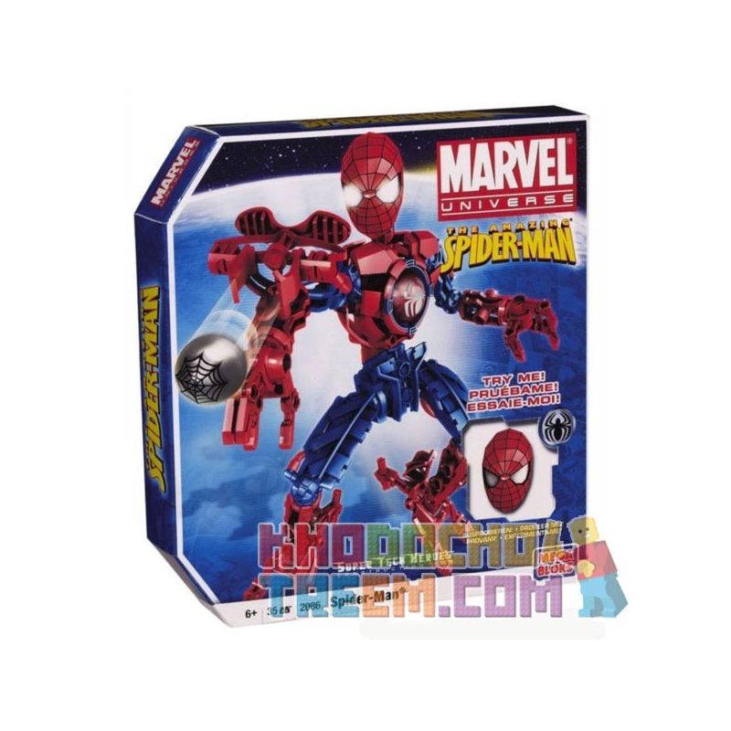MEGA BLOKS 2086 non Lego NGƯỜI NHỆN SIÊU ANH HÙNG bộ đồ chơi xếp lắp ráp ghép mô hình Spider-Man SPIDER-MAN SUPER TECH HERO 36 khối