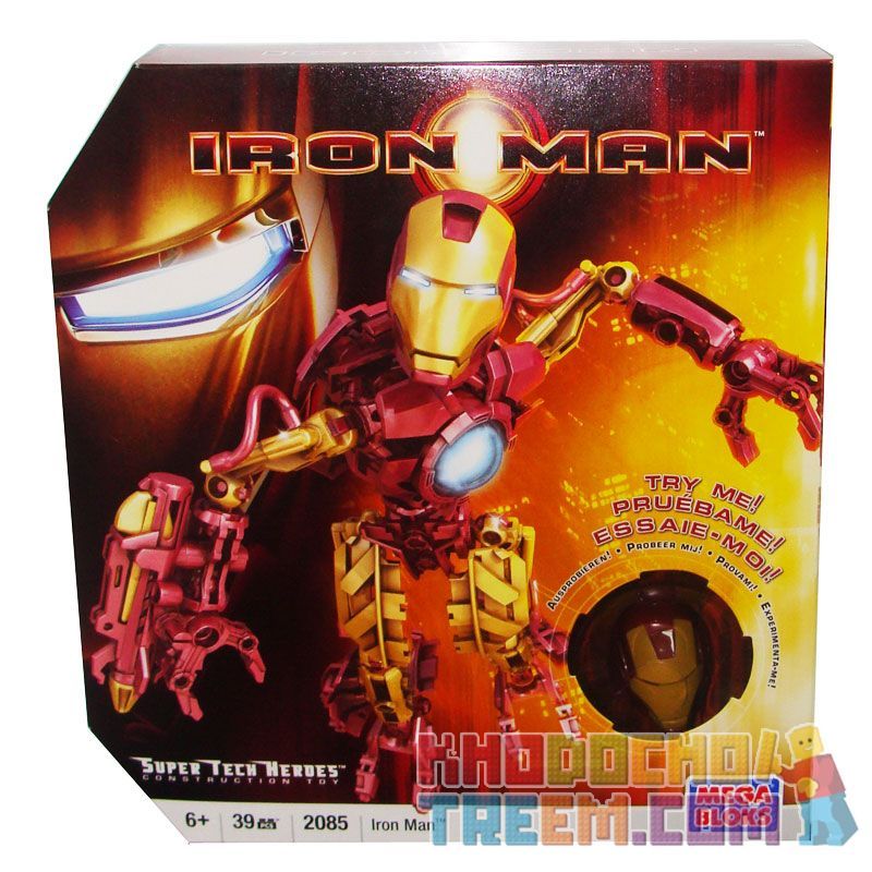 MEGA BLOKS 2085 non Lego NGƯỜI HÙNG SUPER MECH bộ đồ chơi xếp lắp ráp ghép mô hình Marvel Super Heroes IRON MAN SUPER TECH HERO Siêu Anh Hùng Marvel 39 khối