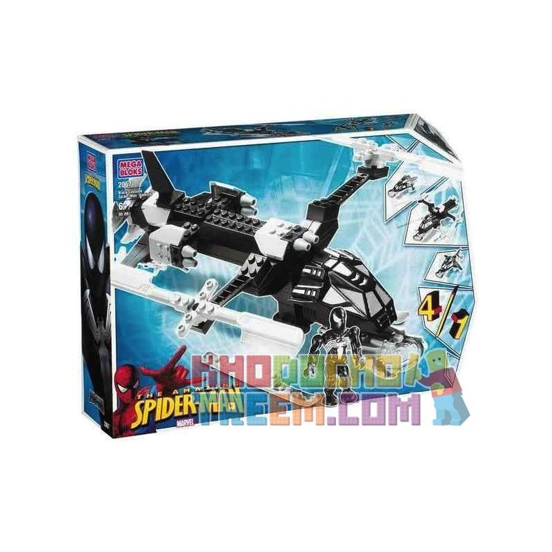 MEGA BLOKS 2067 non Lego NGƯỜI NHỆN ĐEN TÙY CHỈNH bộ đồ chơi xếp lắp ráp ghép mô hình Spider-Man BLACK COSTUME SPIDER-MAN 122 khối