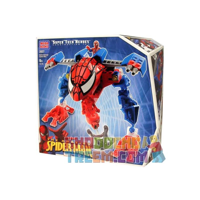 MEGA BLOKS 2027 non Lego NGƯỜI NHỆN BỊ THIỆT HẠI TRONG TRẬN CHIẾN bộ đồ chơi xếp lắp ráp ghép mô hình Spider-Man BATTLE DAMAGE SPIDER-MAN 95 khối