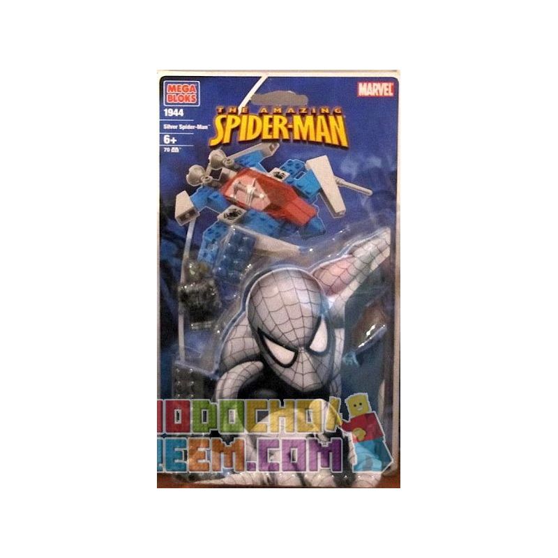 MEGA BLOKS 1944 Xếp hình kiểu Lego Spider-Man Silver Spider-Man Silver  Spiderman Người Nhện Bạc giá sốc rẻ nhất