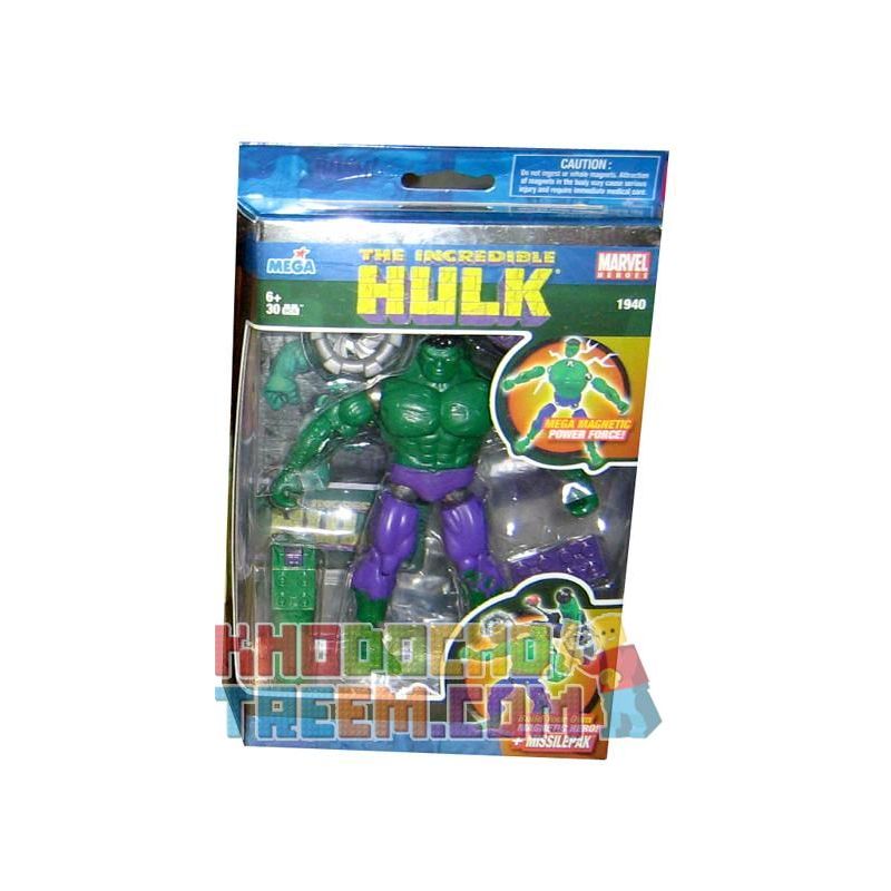 MEGA BLOKS 1940 non Lego BA LÔ TÊN LỬA VÀ HULK BẤT KHẢ CHIẾN BẠI bộ đồ chơi xếp lắp ráp ghép mô hình Movie & Game THE INCREDIBLE HULK & MISSILE PACK Phim Và Trò Chơi 30 khối