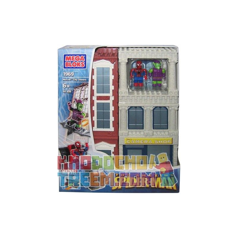 MEGA BLOKS 1969 non Lego THÁP MARVEL CITY bộ đồ chơi xếp lắp ráp ghép mô hình Marvel Super Heroes MARVEL CITY TOWER Siêu Anh Hùng Marvel 40 khối