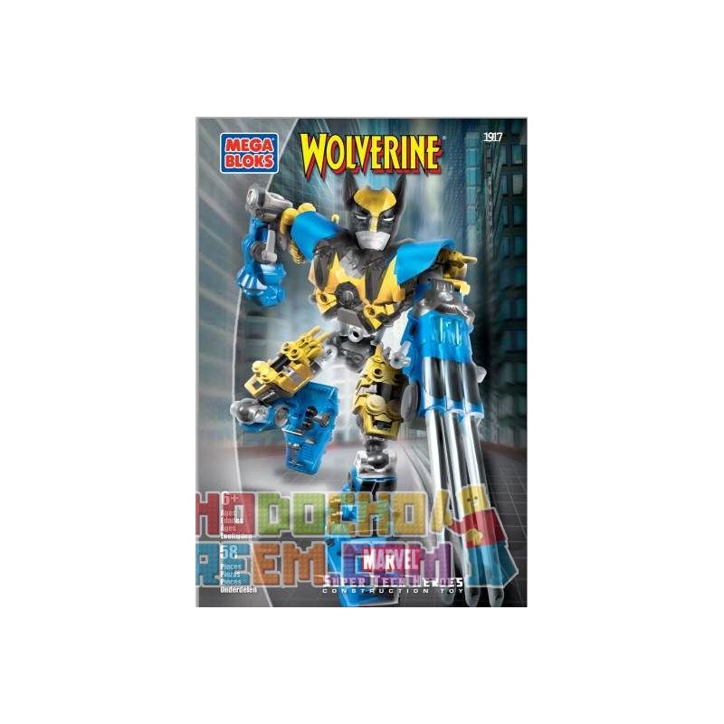 MEGA BLOKS 1917 non Lego DIAMOND WOLF MAIL. bộ đồ chơi xếp lắp ráp ghép mô hình Marvel Super Heroes WOLVERINE TECH-BOT Siêu Anh Hùng Marvel 58 khối