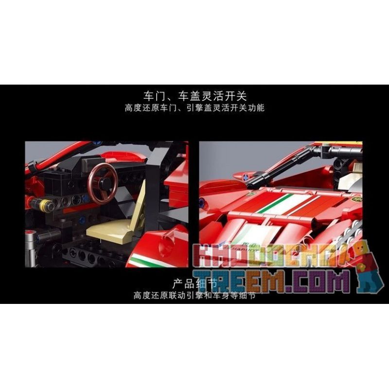 SHENZHEN RAEL ENTERTAINMENT 50026 non  XE THỂ THAO FERRARI 488 MÀU ĐỎ bộ đồ chơi xếp lắp ráp ghép mô hình  Kỹ Thuật Công Nghệ Cao Mô Hình Phương Tiện 1247 khối