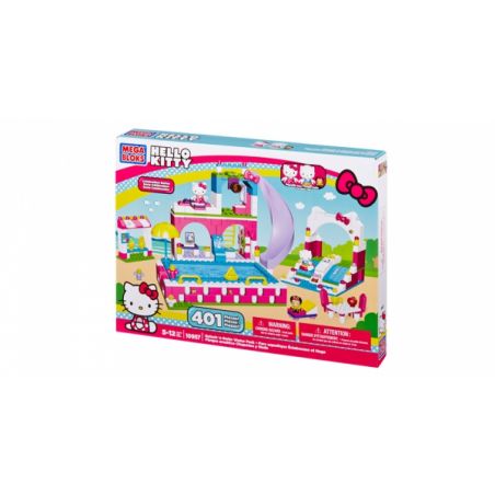 MEGA BLOKS 10957 non  CÔNG VIÊN NƯỚC bộ đồ chơi xếp lắp ráp ghép mô hình Hello Kitty SPLASH ‘N SWIM WATER PARK 401 khối