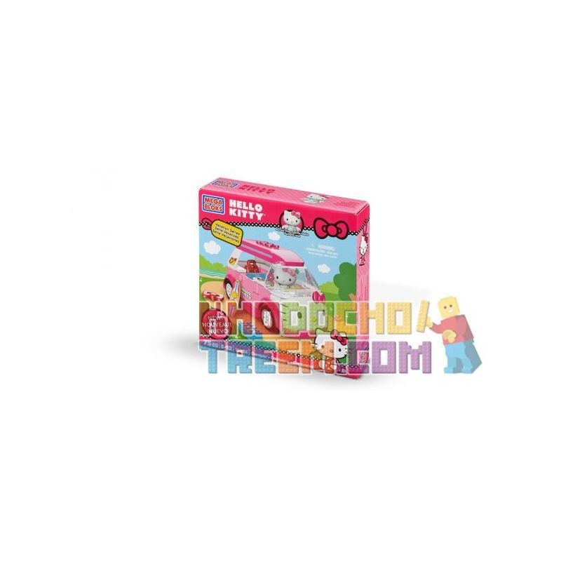 MEGA BLOKS 10934 non Lego NGƯỜI CẮM TRẠI bộ đồ chơi xếp lắp ráp ghép mô hình Hello Kitty CAMPER 75 khối