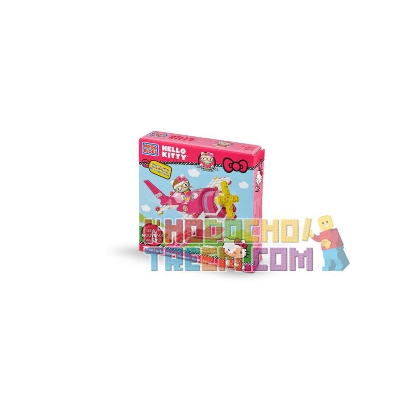 MEGA BLOKS 10933 non Lego PHI CƠ bộ đồ chơi xếp lắp ráp ghép mô hình Hello Kitty AIRPLANE 75 khối