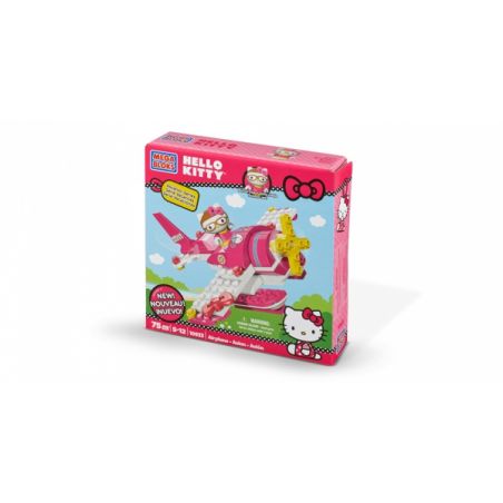 MEGA BLOKS 10933 non  PHI CƠ bộ đồ chơi xếp lắp ráp ghép mô hình Hello Kitty AIRPLANE 75 khối