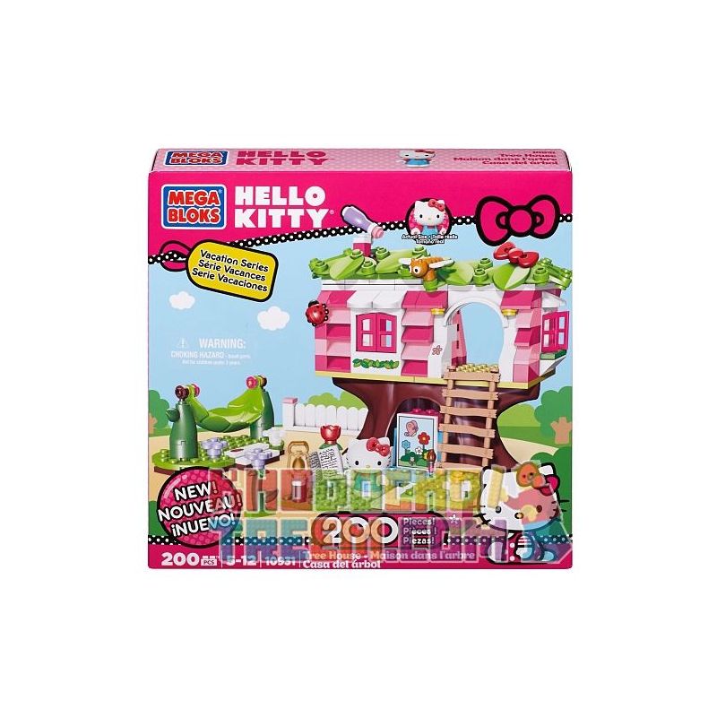 MEGA BLOKS 10931 non Lego NHÀ TRÊN CÂY bộ đồ chơi xếp lắp ráp ghép mô hình Hello Kitty TREEHOUSE 200 khối