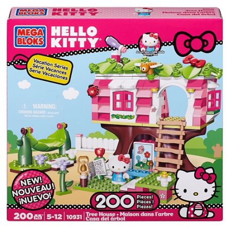 MEGA BLOKS 10931 non  NHÀ TRÊN CÂY bộ đồ chơi xếp lắp ráp ghép mô hình Hello Kitty TREEHOUSE 200 khối