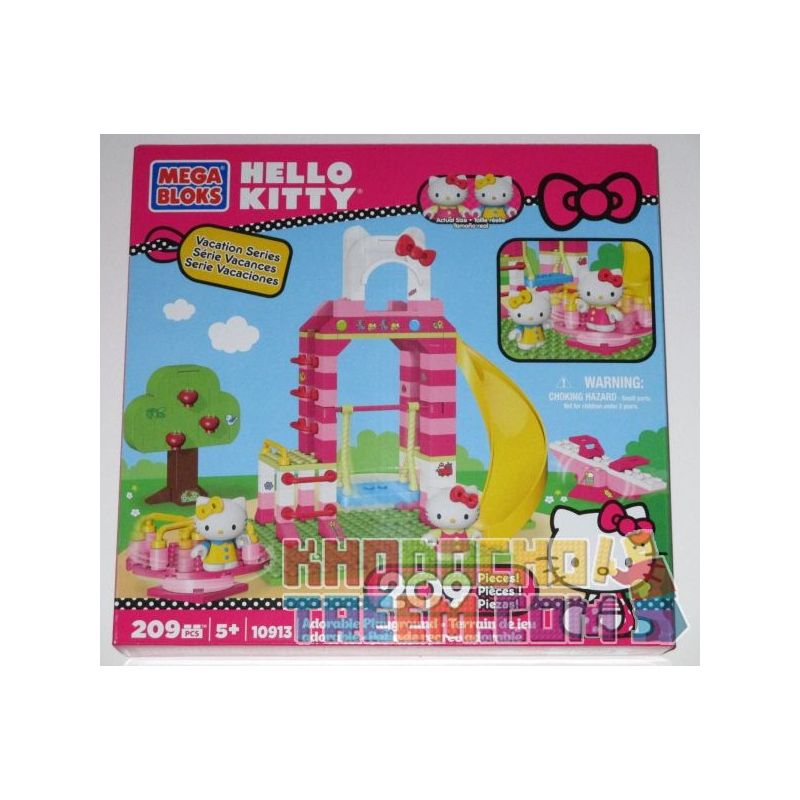 MEGA BLOKS 10913 non Lego SÂN CHƠI ĐÁNG YÊU bộ đồ chơi xếp lắp ráp ghép mô hình Hello Kitty ADORABLE PLAYGROUND 209 khối