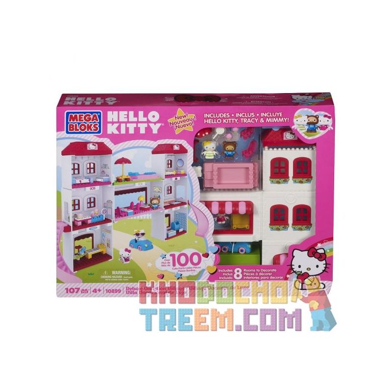 MEGA BLOKS 10899 non Lego RESORT CAO CẤP bộ đồ chơi xếp lắp ráp ghép mô hình Hello Kitty DELUXE VACATION VILLAGE 107 khối