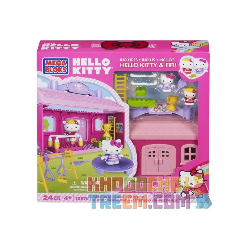 MEGA BLOKS 10879 non Lego THỜI GIAN TẬP THỂ DỤC! bộ đồ chơi xếp lắp ráp ghép mô hình Hello Kitty WORKOUT TIME! 24 khối