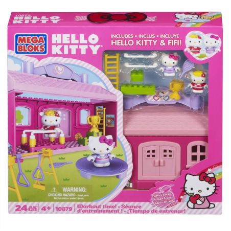 MEGA BLOKS 10879 non  THỜI GIAN TẬP THỂ DỤC! bộ đồ chơi xếp lắp ráp ghép mô hình Hello Kitty WORKOUT TIME! 24 khối