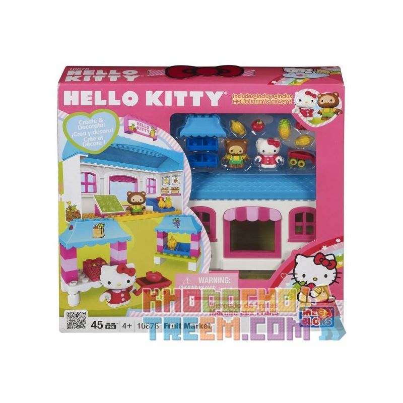 MEGA BLOKS 10878 non Lego CHỢ HOA QUẢ bộ đồ chơi xếp lắp ráp ghép mô hình Hello Kitty FRUIT MARKET 45 khối