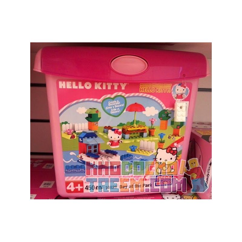 MEGA BLOKS 10828 non Lego MỘT NGÀY TRONG CÔNG VIÊN bộ đồ chơi xếp lắp ráp ghép mô hình Hello Kitty A DAY AT THE PARK 450 khối