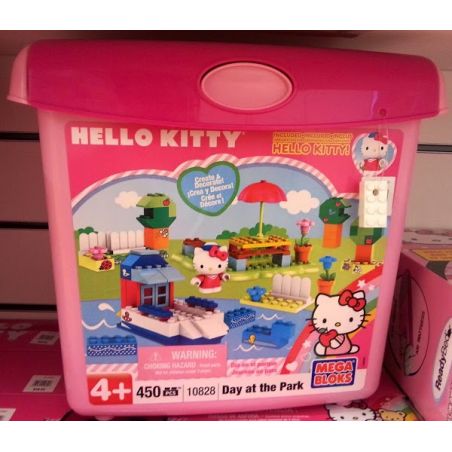 MEGA BLOKS 10828 non  MỘT NGÀY TRONG CÔNG VIÊN bộ đồ chơi xếp lắp ráp ghép mô hình Hello Kitty A DAY AT THE PARK 450 khối