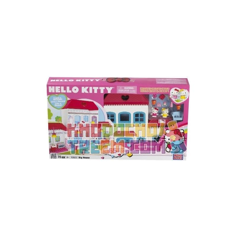 MEGA BLOKS 10822 non Lego NGÔI NHÀ LỚN bộ đồ chơi xếp lắp ráp ghép mô hình Hello Kitty BIG HOUSE 70 khối