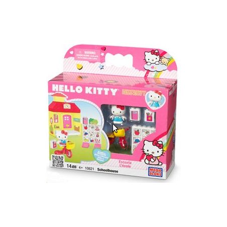 MEGA BLOKS 10821 non  TRƯỜNG HỌC bộ đồ chơi xếp lắp ráp ghép mô hình Hello Kitty SCHOOLHOUSE 14 khối