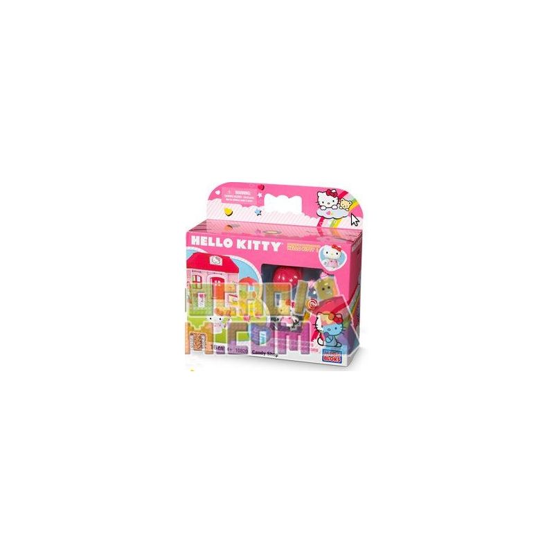 MEGA BLOKS 10820 non Lego CỬA HÀNG KẸO bộ đồ chơi xếp lắp ráp ghép mô hình Hello Kitty CANDY SHOP 16 khối