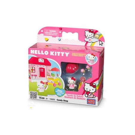 MEGA BLOKS 10820 non  CỬA HÀNG KẸO bộ đồ chơi xếp lắp ráp ghép mô hình Hello Kitty CANDY SHOP 16 khối