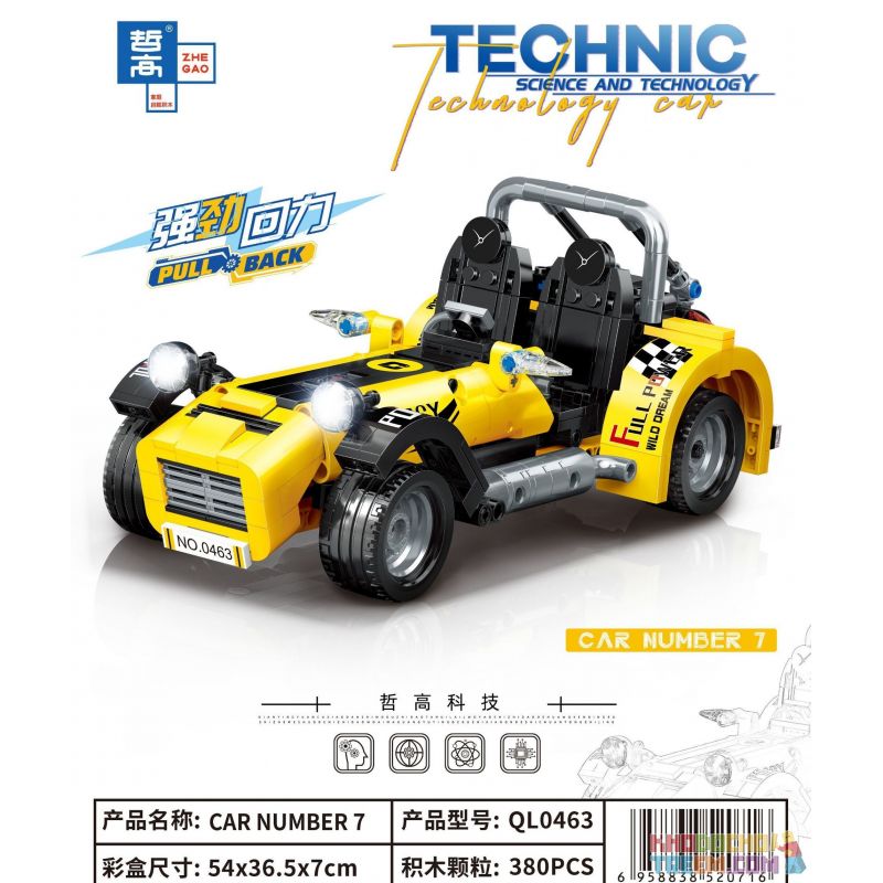 ZHEGAO QL0463 0463 non Lego CARTERHAM BẢY XE ĐÀO TẠO bộ đồ chơi xếp lắp ráp ghép mô hình Technic CAR NUMBER 7 Kỹ Thuật Công Nghệ Cao Mô Hình Phương Tiện 380 khối