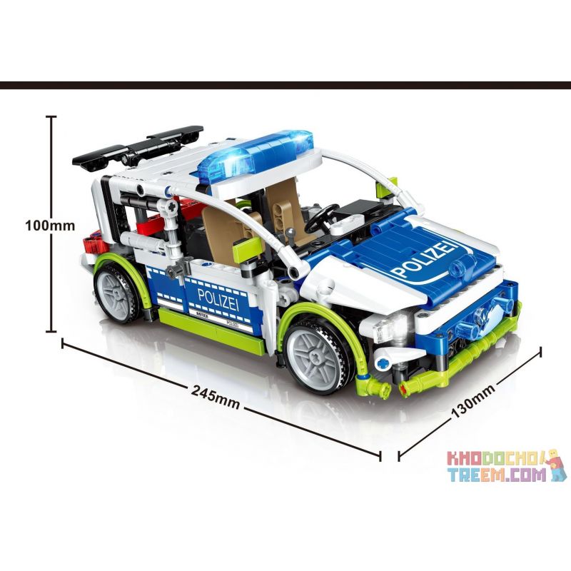 ZHEGAO QL0460 0460 non  XE CẢNH SÁT GOLF VOLKSWAGEN bộ đồ chơi xếp lắp ráp ghép mô hình  GOLF R POLICE CAR Kỹ Thuật Công Nghệ Cao Mô Hình Phương Tiện 542 khối