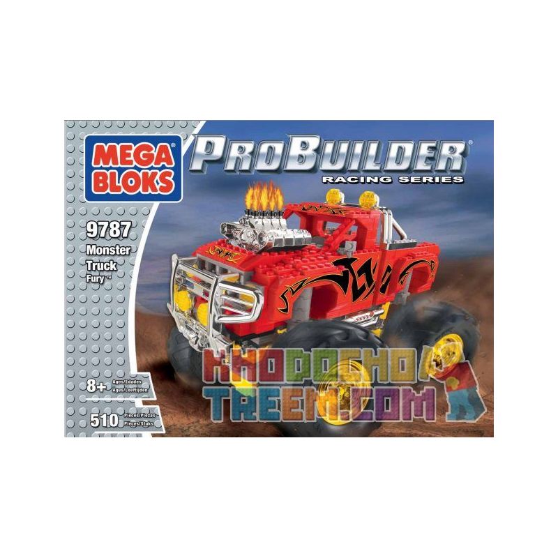 MEGA BLOKS 9787 non Lego MONSTER TRUCK FURIOUS. bộ đồ chơi xếp lắp ráp ghép mô hình Speed Champions Racing Cars MONSTER TRUCK FURY Đua Xe Công Thức 510 khối