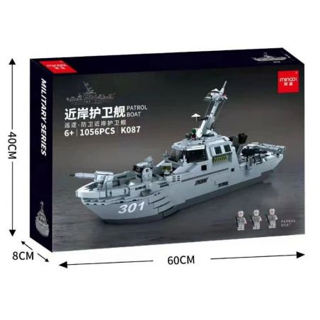 MINGDI LEIBAO K087 non  TÀU KHU TRỤC TUẦN TRA TRÊN BỜ bộ đồ chơi xếp lắp ráp ghép mô hình Military Army MILITARY PATROL BOAT Quân Sự Bộ Đội 1056 khối