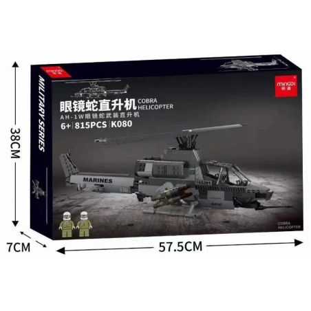 MINGDI K080 non  MÁY BAY TRỰC THĂNG VŨ TRANG AH-1W COBRA bộ đồ chơi xếp lắp ráp ghép mô hình Military Army MILITARY COBRA HELICOPTER Quân Sự Bộ Đội 815 khối