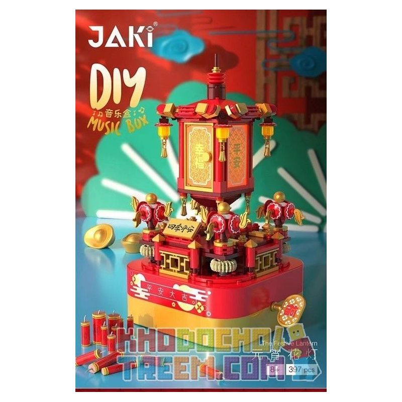 JAKI JK1368 1368 non  ĐÈN LỒNG ĐÈN LỒNG bộ đồ chơi xếp lắp ráp ghép mô hình DIY MUSIC BOX 397 khối