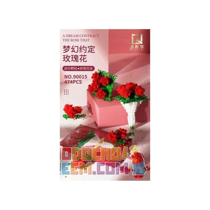 QIZHILE 90015 non  LỜI HỨA TRONG MƠ bộ đồ chơi xếp lắp ráp ghép mô hình Creator ROSE ART Sáng Tạo 474 khối