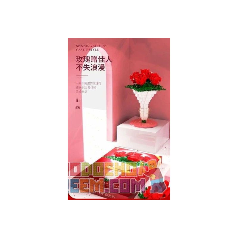 QIZHILE 90015 non  LỜI HỨA TRONG MƠ bộ đồ chơi xếp lắp ráp ghép mô hình Creator ROSE ART Sáng Tạo 474 khối