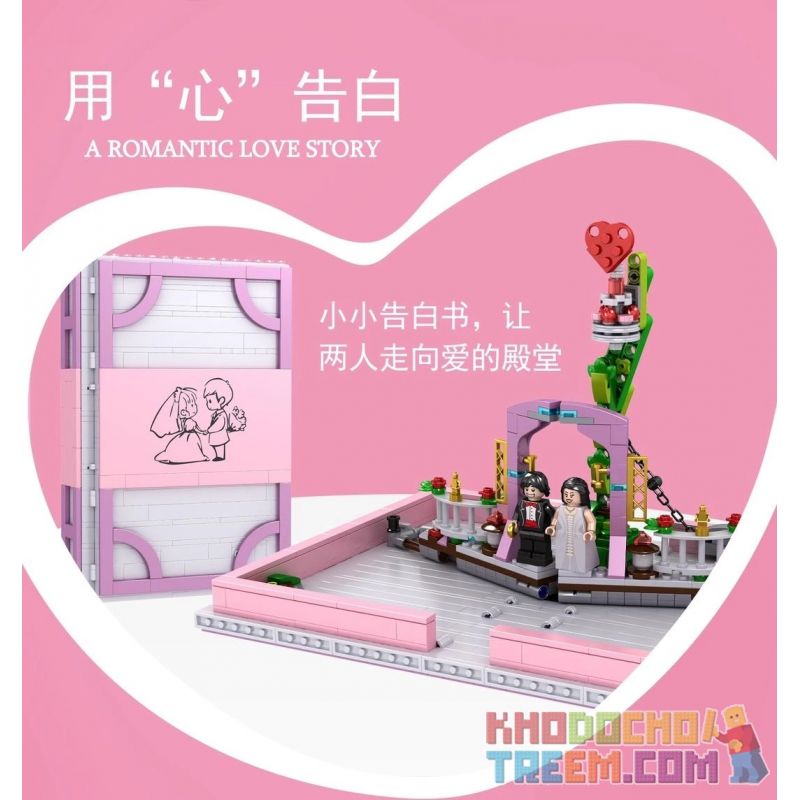 MouldKing 10022 Mould King 10022 non  CUỐN SÁCH TỎ TÌNH LÃNG MẠN CÂU CHUYỆN YÊU bộ đồ chơi xếp lắp ráp ghép mô hình A ROMANTIC LOVE STORY 889 khối