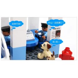 NOT Lego Duplo DUPLO 5681 Police Station, HYSTOYS HONGYUANSHENG AOLEDUOTOYS  GM-5011C 5011C GM5011C HG-1266 1266 HG1266 Xếp hình Trụ Sở Cảnh Sát Với Trực Thăng Cùng ô Tô Cảnh Sát 60 khối